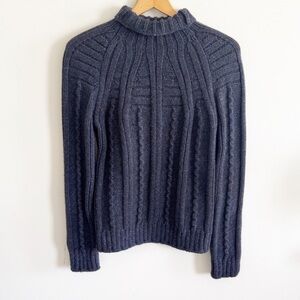 proenza schouler blue wool yak heavy knit turtleneck long sleeve sweater sz S